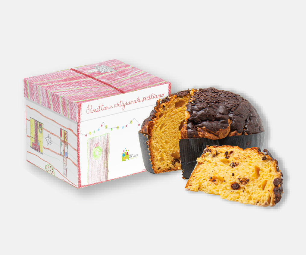 Panettone glassato con gocce di Cioccolato di Modica IGP